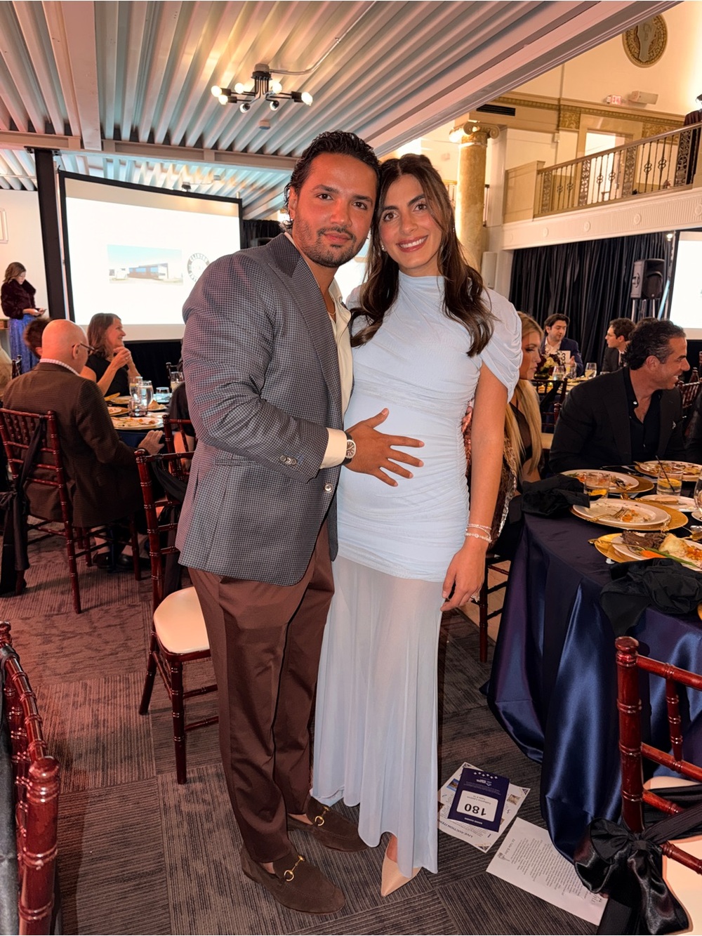 Evienna Mesh Gown in Baby Blue